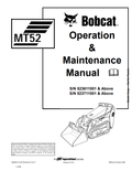 BOBCAT MT52 MINI TRACK LOADER OPERATION AND MAINTENANCE MANUAL 6902524 PDF