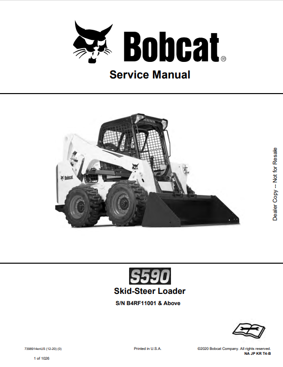 BOBCAT S590 SKID-STEER LOADER SERVICE MANUAL 7398914 PDF