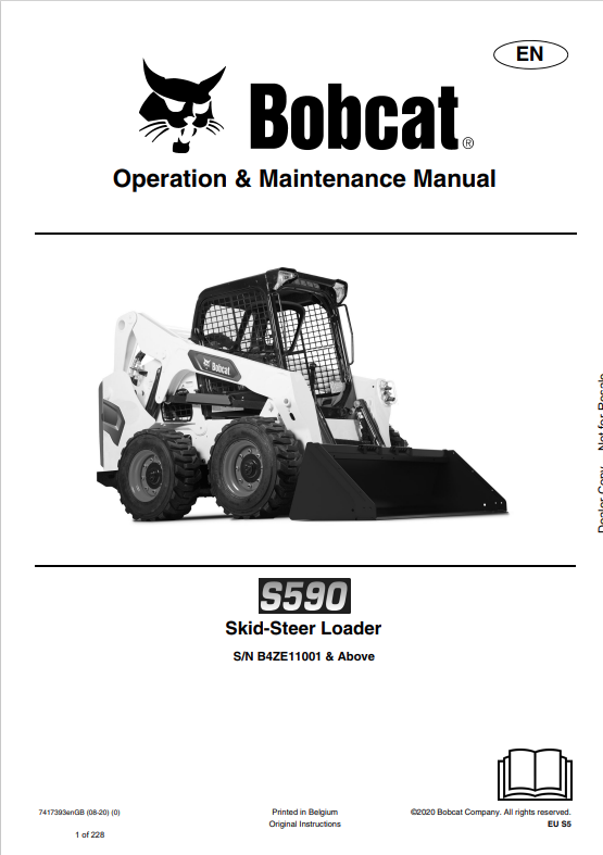 BOBCAT S590 SKID STEER LOADER OPERATION AND MAINTENANCE MANUAL 7417393 PDF