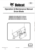 BOBCAT SB86HD, SB96HD, SB108HD SNOW BLADE OPERATION AND MAINTENANCE MANUAL 6987134 PDF
