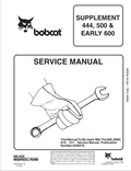 BOBCAT SUPPLEMENT 444, 500 AND EARLY 600 SERVICE MANUAL 6556520 PDF
