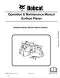 BOBCAT SURFACE PLANER OPERATION AND MAINTENANCE MANUAL 6900993 PDF