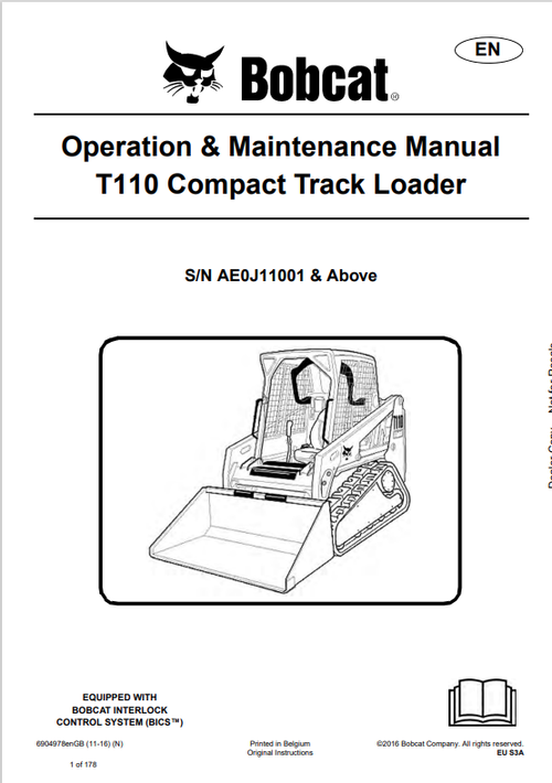 BOBCAT T110 COMPACT TRACK LOADER OPERATION AND MAINTENANCE MANUAL PDF