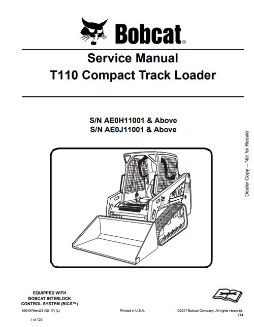 BOBCAT T110 COMPACT TRACK LOADER SERVICE MANUAL PDF