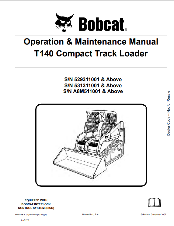 BOBCAT T140 COMPACT TRACK LOADER OPERATION AND MAINTENANCE MANUAL PDF