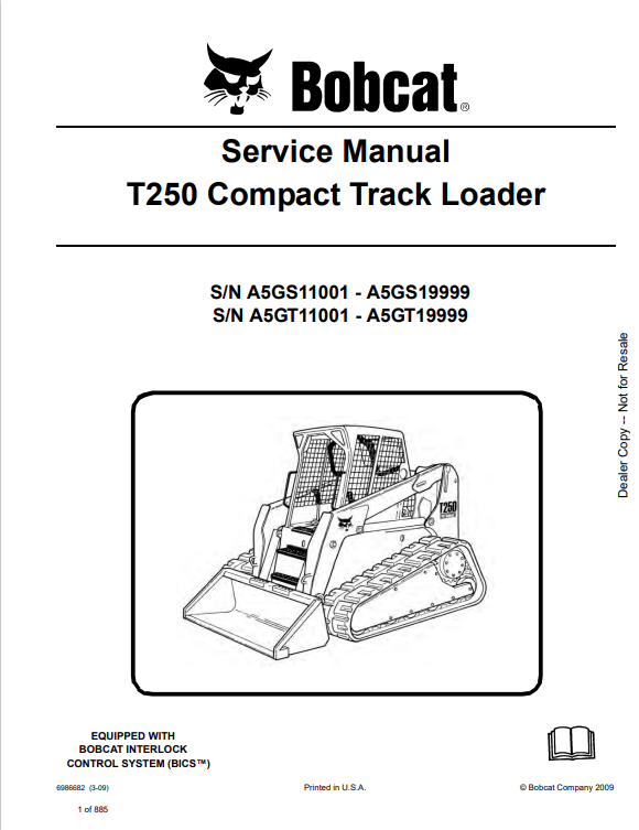 BOBCAT T250 COMPACT TRACK LOADER SERVICE MANUAL PDF