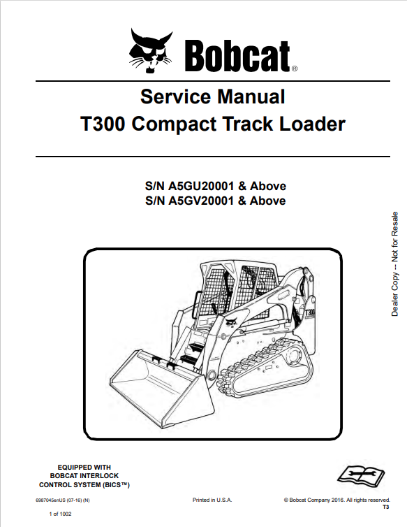 BOBCAT T300 COMPACT TRACK LOADER SERVICE MANUAL PDF