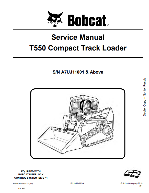 BOBCAT T550 COMPACT TRACK LOADER SERVICE MANUAL PDF
