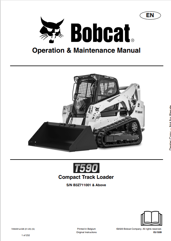 BOBCAT T590 COMPACT TRACK LOADER OPERATION AND MAINTENANCE MANUAL 7294281 PDF
