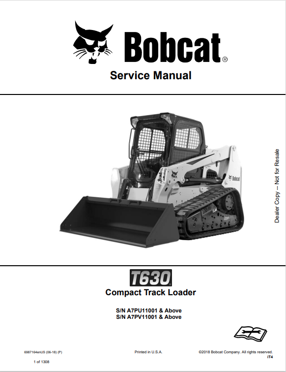 BOBCAT T630 COMPACT TRACK LOADER SERVICE MANUAL PDF