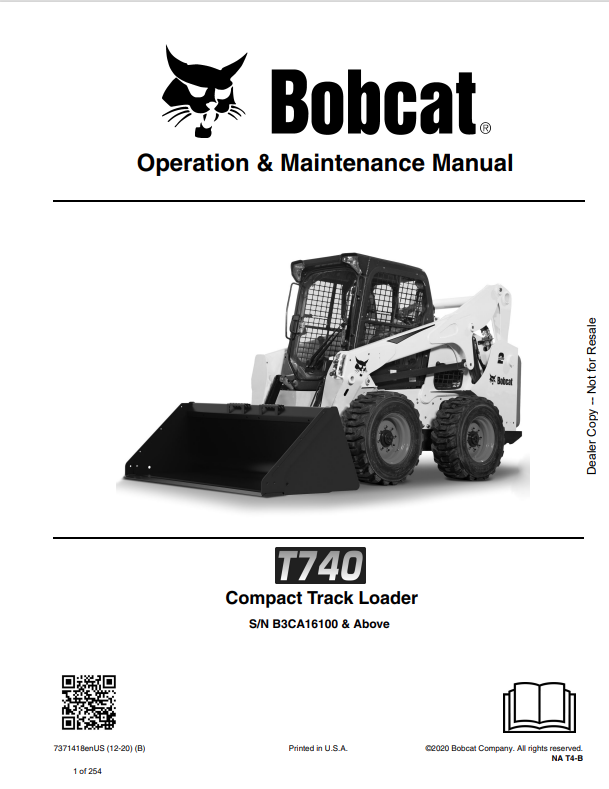 BOBCAT T740 COMPACT TRACK LOADER OPERATION AND MAINTENANCE MANUAL 7371418 PDF
