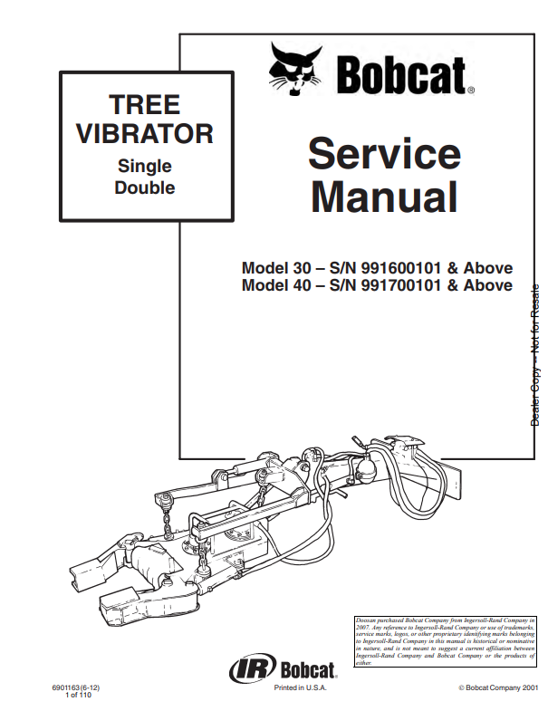 BOBCAT TREE SPADE SERVICE MANUAL 6904226 PDF