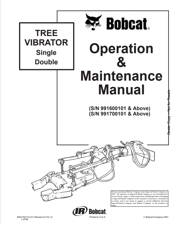 BOBCAT TREE VIBRATOR OPERATION AND MAINTENANCE MANUAL 6901162 PDF
