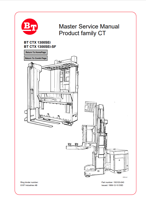 BT FORKLIFT BT CTX 1300SEI, BT CTX 1300SEI-SF SERVICE MANUAL PDF