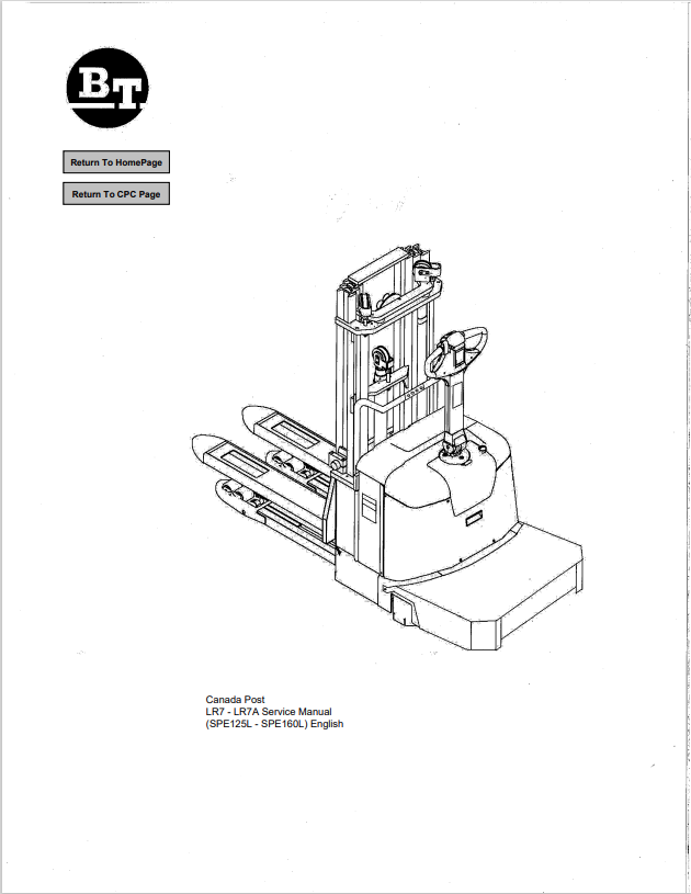 BT FORKLIFT LR7, LR7A SERVICE MANUAL PDF