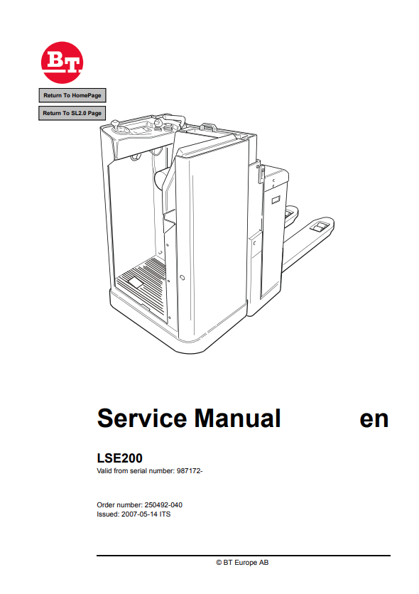 BT FORKLIFT LSE200 SERVICE MANUAL PDF