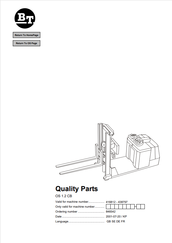 BT FORKLIFT OS 1.2 CB QUALITY PARTS MANUAL PDF