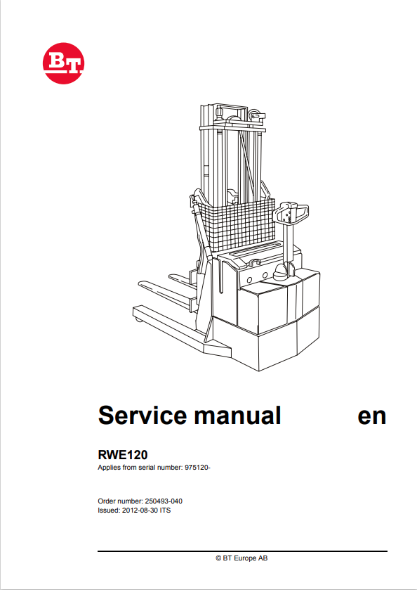 BT FORKLIFT RWE120 SERVICE MANUAL PDF