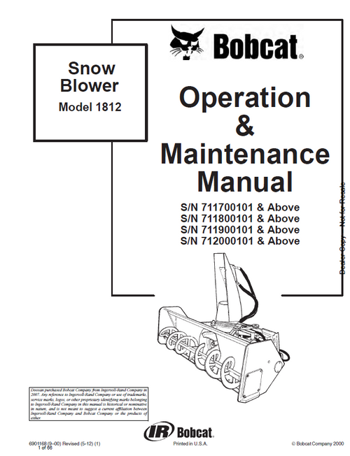 Bobcat 1812 Snow Blower Operation & Maintenance Manual PDF