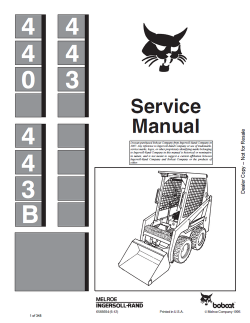 Bobcat 440, 443B, 443 Service Manual PDF
