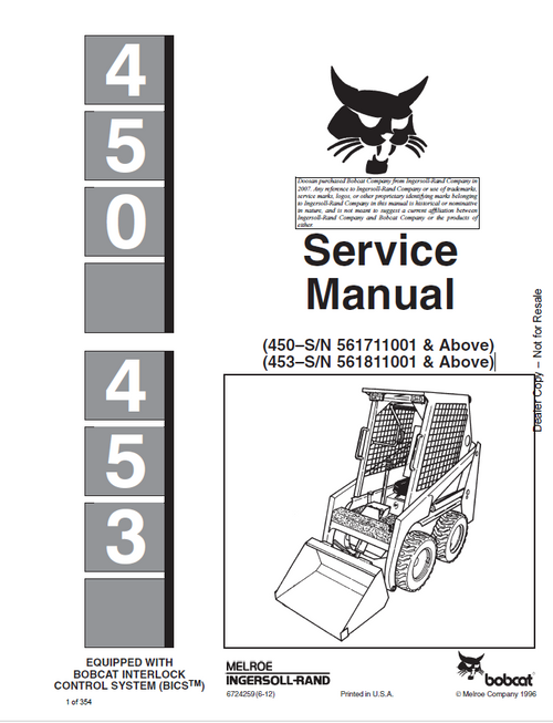 Bobcat 450, 453 Service Manual PDF