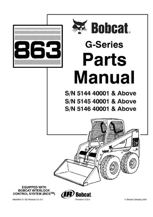 Bobcat 863 g-Series Parts Manual PDF