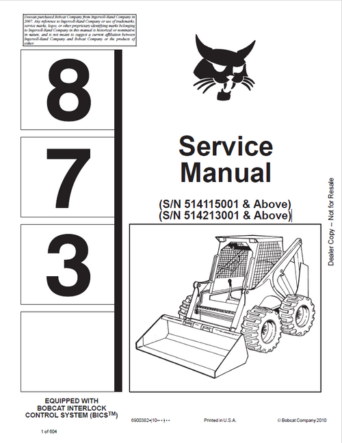 Bobcat 873 Service Manual PDF