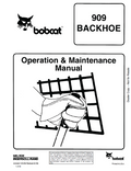 Bobcat 909 backhoe Operation and Maintenance Manual PDF