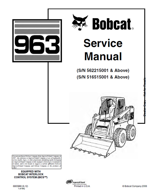Bobcat 963 Service Manual PDF