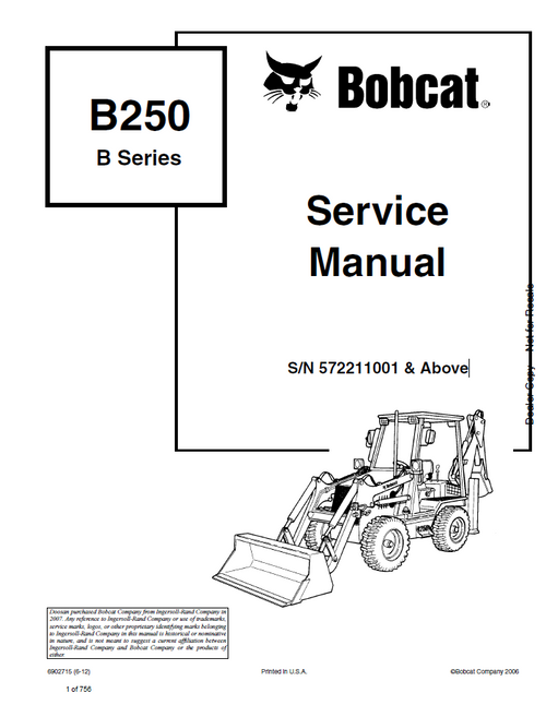 Bobcat B250 B Series Service Manual PDF