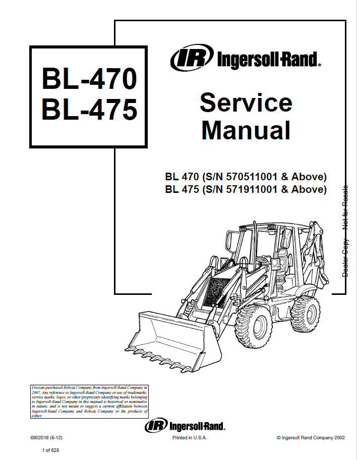 Bobcat BL-470, BL-475 Service Manual PDF