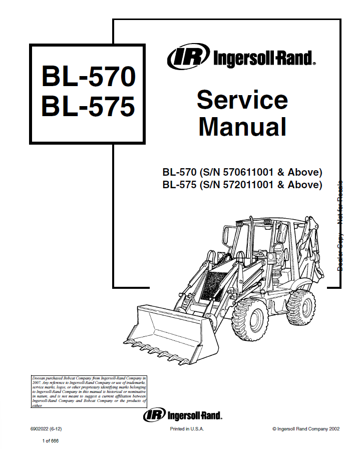 Bobcat BL-570, BL-575 Service Manual PDF