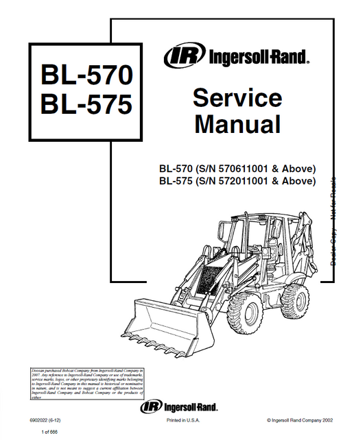 Bobcat BL-570, BL-575 Service Manual PDF