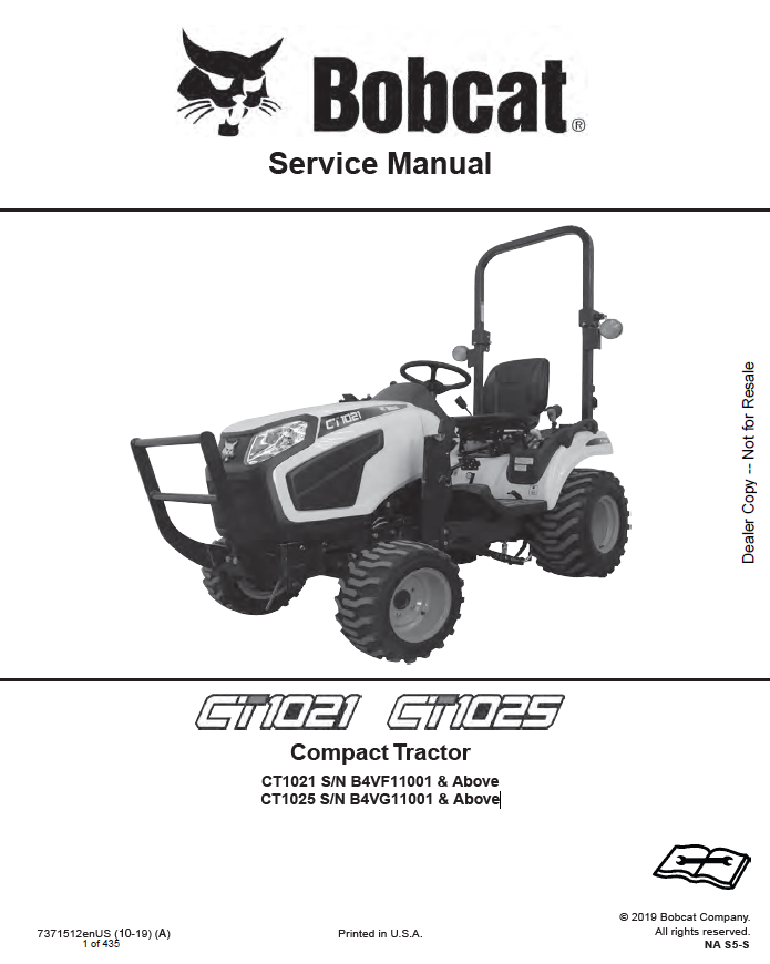Bobcat CT1021, CT1025 Compact Tractor Operation & Maintenance Manual PDF