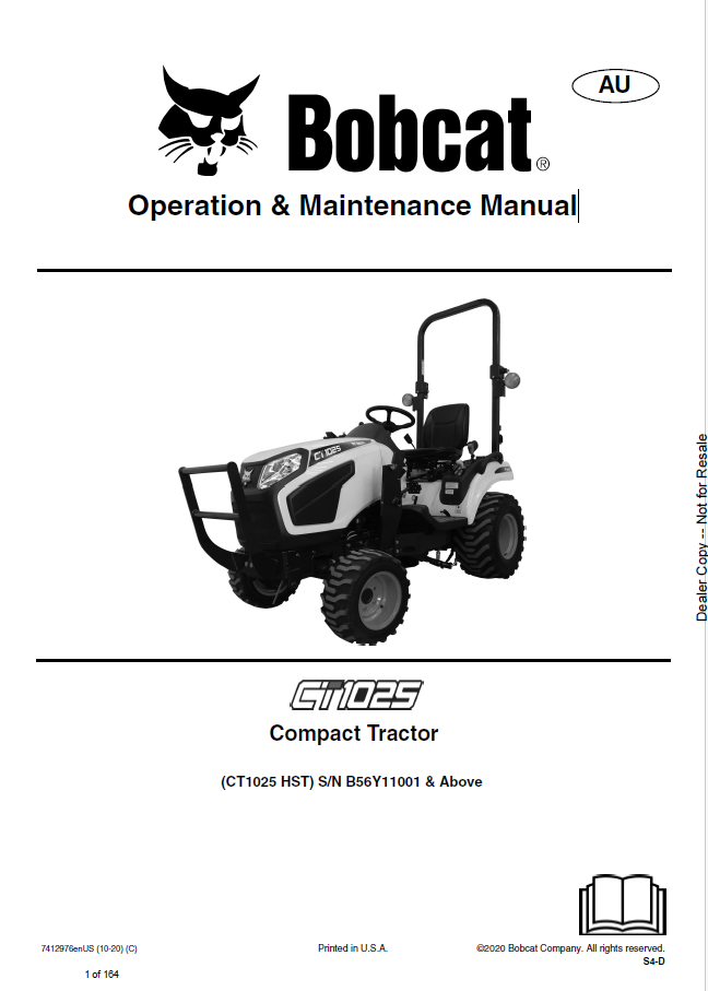 Bobcat CT1025 HST Operation & Maintenance Manual PDF