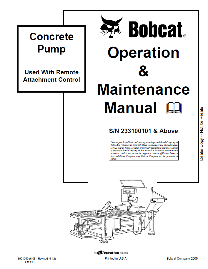 Bobcat Concrete Pump Operation & Maintenance Manual PDF