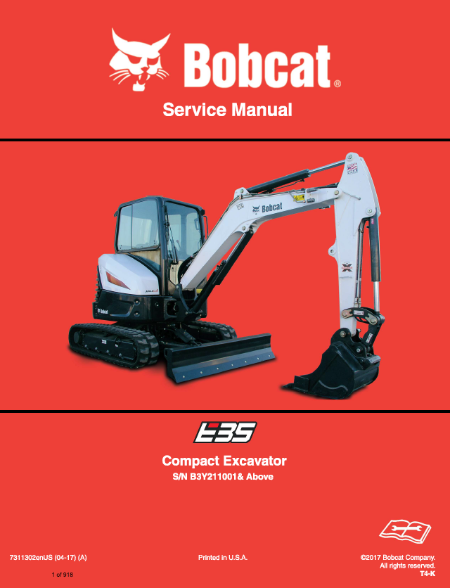 Bobcat E35 Compact Excavator Service Manual PDF