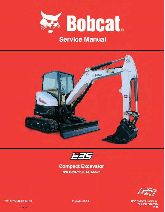 Bobcat E35 Compact Excavator Service Manual PDF