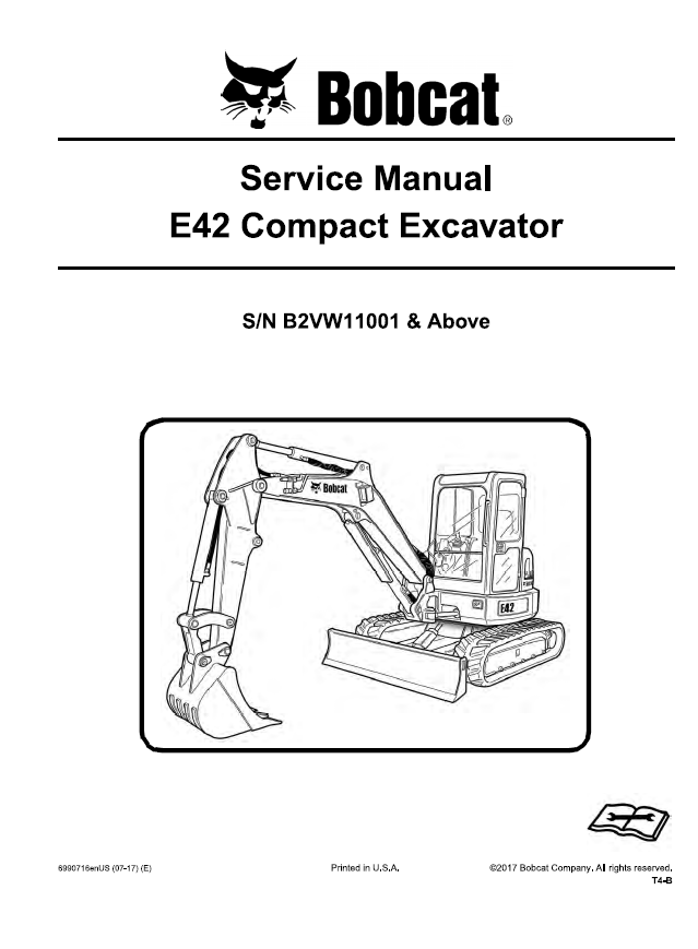 Bobcat E42 Compact Excavator Service Manual PDF