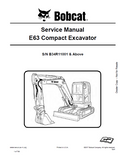 Bobcat E63 Compact Excavator Service Manual PDF