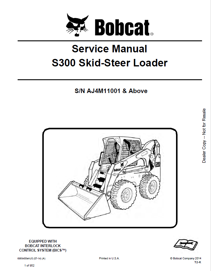 Bobcat S300 Skid-Steer Loader Service Manual PDF