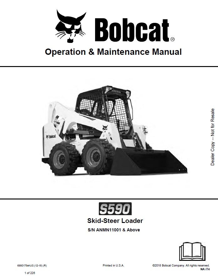 Bobcat S590 Skid-Steer Loader Operation & Maintenance Manual PDF