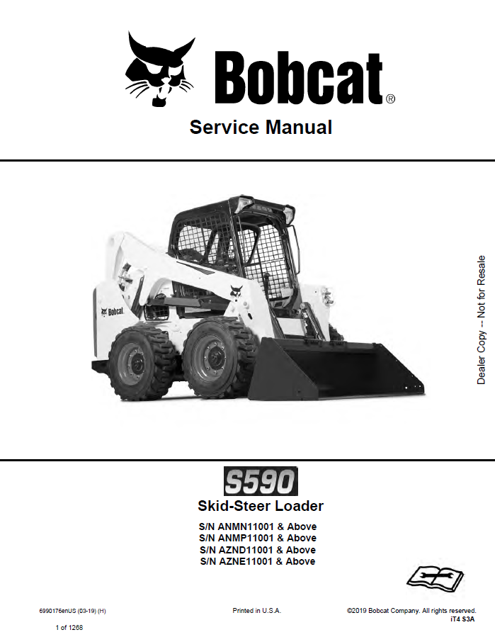 Bobcat S590 Skid-Steer Loader Service Manual PDF