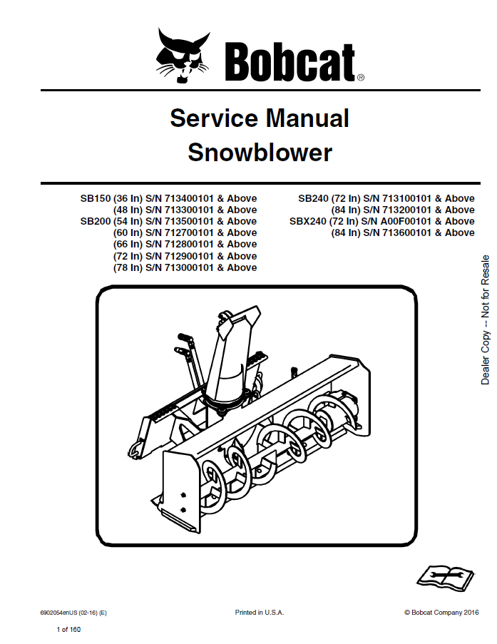 Bobcat Snowblower Service Manual PDF