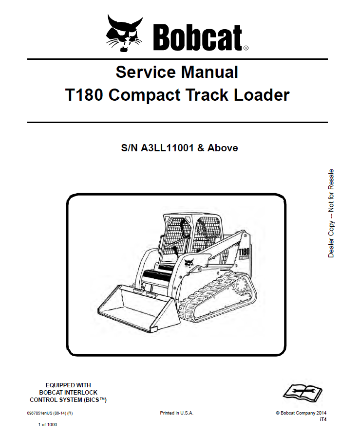 Bobcat T180 Compact Track Loader Service Manual PDF
