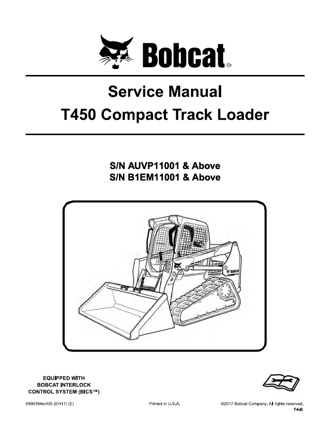 Bobcat T450 Compact Track Loader Service Manual PDF