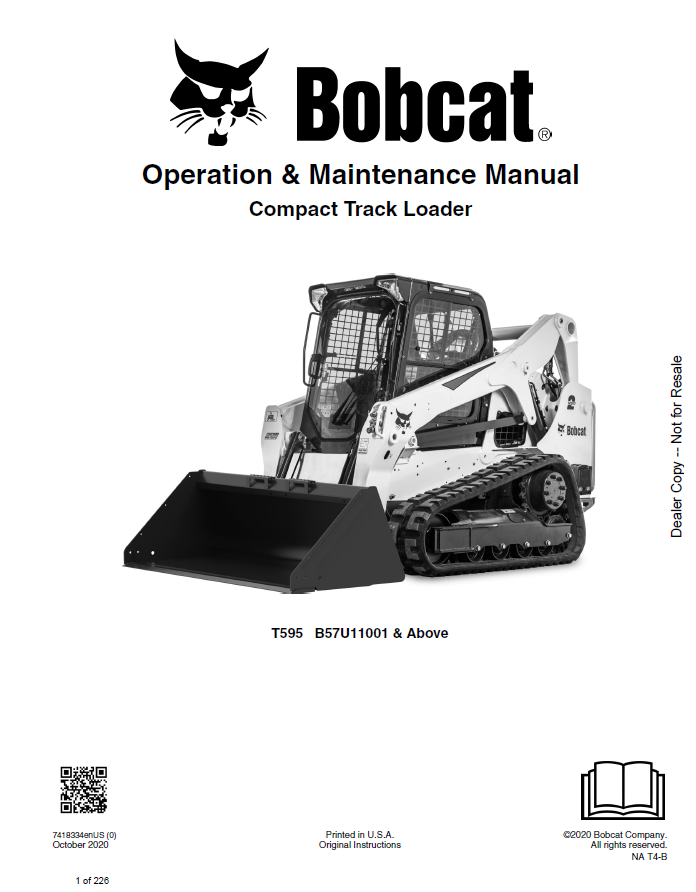 Bobcat T595 Compact Track Loader Operation And Maintenance Manual PDF