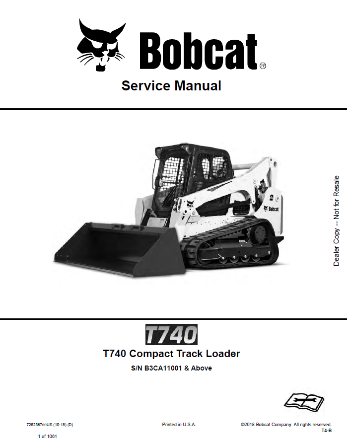 Bobcat T740 Compact Track Loader Service Manual PDF
