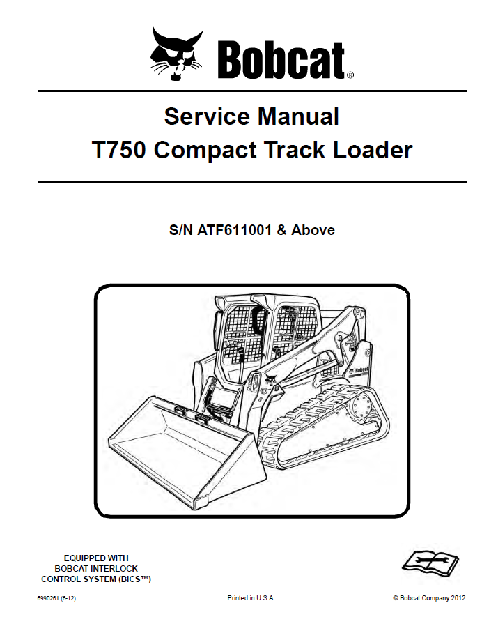 Bobcat T750 Compact Track Loader Service Manual PDF