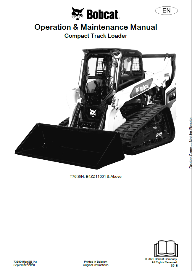 Bobcat T76 Compact Track Loader Operation and Maintenance Manual PDF